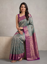 MIMOSA Sapphire Kanjivaram Saree — pose 8 styling detail