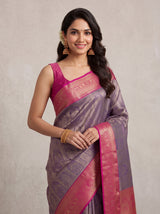 MIMOSA Violet Kanjivaram Saree — pose 10 styling detail