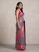 MIMOSA Violet Kanjivaram Saree — pose 3 styling detail
