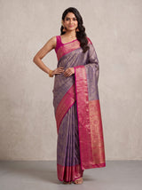 MIMOSA Violet Kanjivaram Saree — pose 4 styling detail