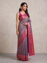 MIMOSA Violet Kanjivaram Saree — pose 9 styling detail