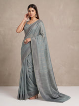 MIMOSA Grey Banarasi Saree — pose 5 styling detail