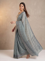 MIMOSA Grey Banarasi Saree — pose 9 styling detail