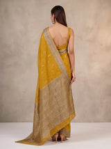MIMOSA Mustard Banarasi Saree — pose 2 styling detail