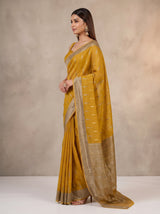 MIMOSA Mustard Banarasi Saree — pose 3 styling detail