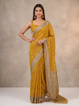 MIMOSA Mustard Banarasi Saree — pose 4 styling detail