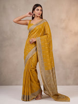 MIMOSA Mustard Banarasi Saree — pose 5 styling detail