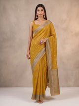 MIMOSA Mustard Banarasi Saree — pose 6 styling detail