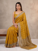 MIMOSA Mustard Banarasi Saree — pose 8 styling detail