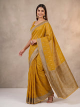 MIMOSA Mustard Banarasi Saree — pose 9 styling detail