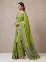 MIMOSA Olive Banarasi Saree — pose 3 styling detail