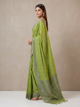 MIMOSA Olive Banarasi Saree — pose 7 styling detail