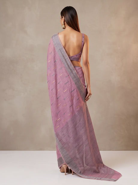 MIMOSA Pink Banarasi Saree — pose 2 styling detail