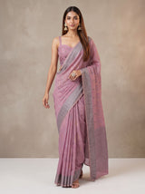 MIMOSA Pink Banarasi Saree — pose 6 styling detail
