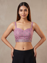 MIMOSA Pink Banarasi Saree — blouse close-up