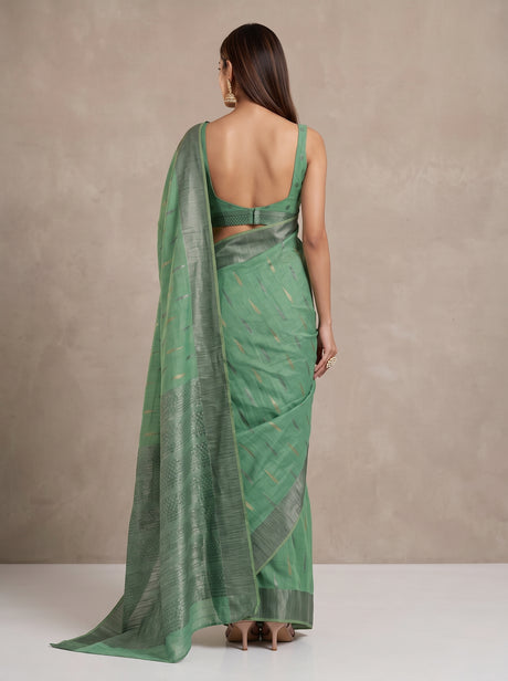 MIMOSA Rama Banarasi Saree — pose 2 styling detail
