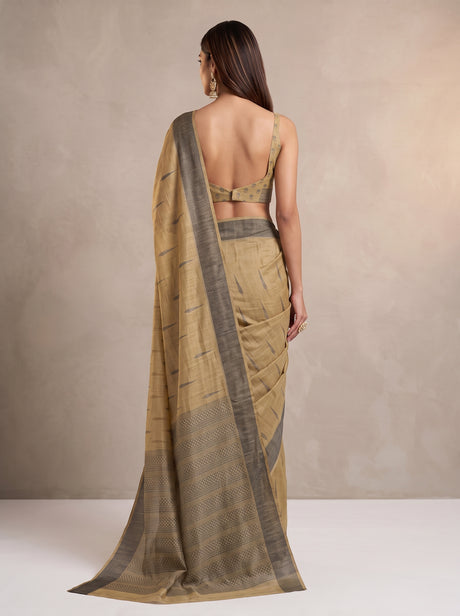 MIMOSA Tussar Banarasi Saree — pose 2 styling detail