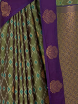 MIMOSA Green Pochampally Saree — fleets shot full lifestyle