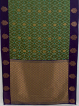 MIMOSA Green Pochampally Saree — pallu and zari work detail