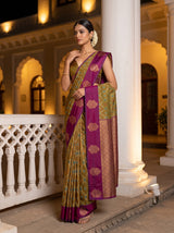 MIMOSA Mustard Pochampally Saree — pose 5 styling detail