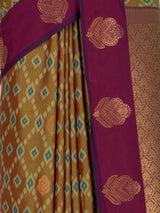MIMOSA Mustard Pochampally Saree — fleets shot full lifestyle