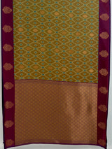 MIMOSA Mustard Pochampally Saree — pallu and zari work detail