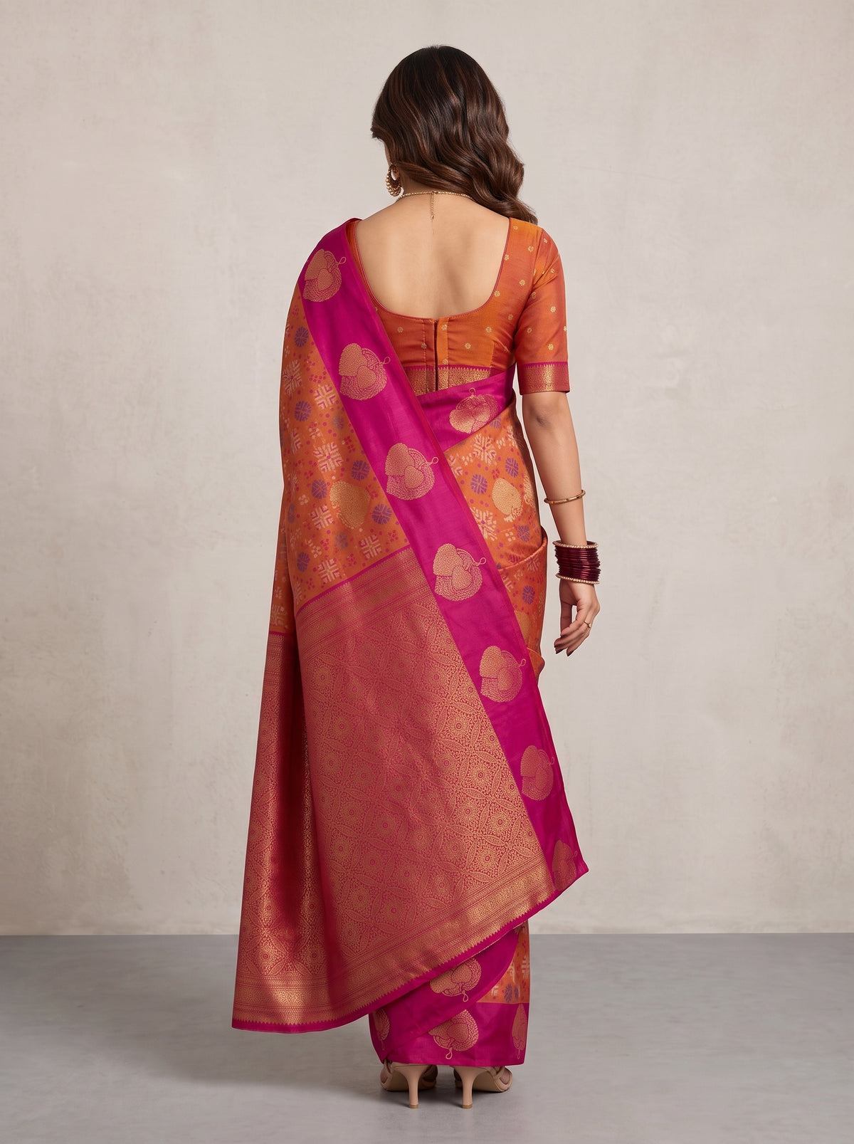 MIMOSA Rani Pochampally Art Silk Saree — saree pallu and body shot