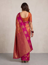MIMOSA Rani Pochampally Art Silk Saree — saree pallu and body shot