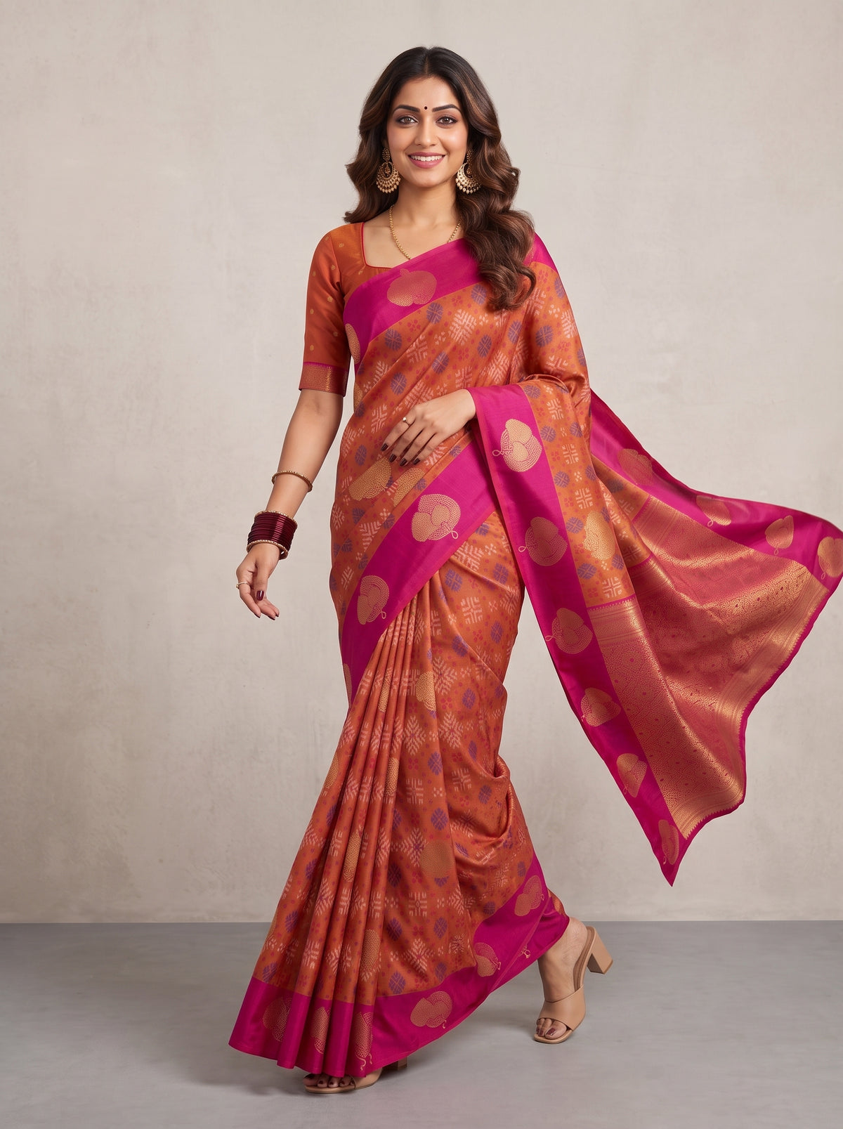 MIMOSA Rani Pochampally Art Silk Saree — pose 6 styling detail
