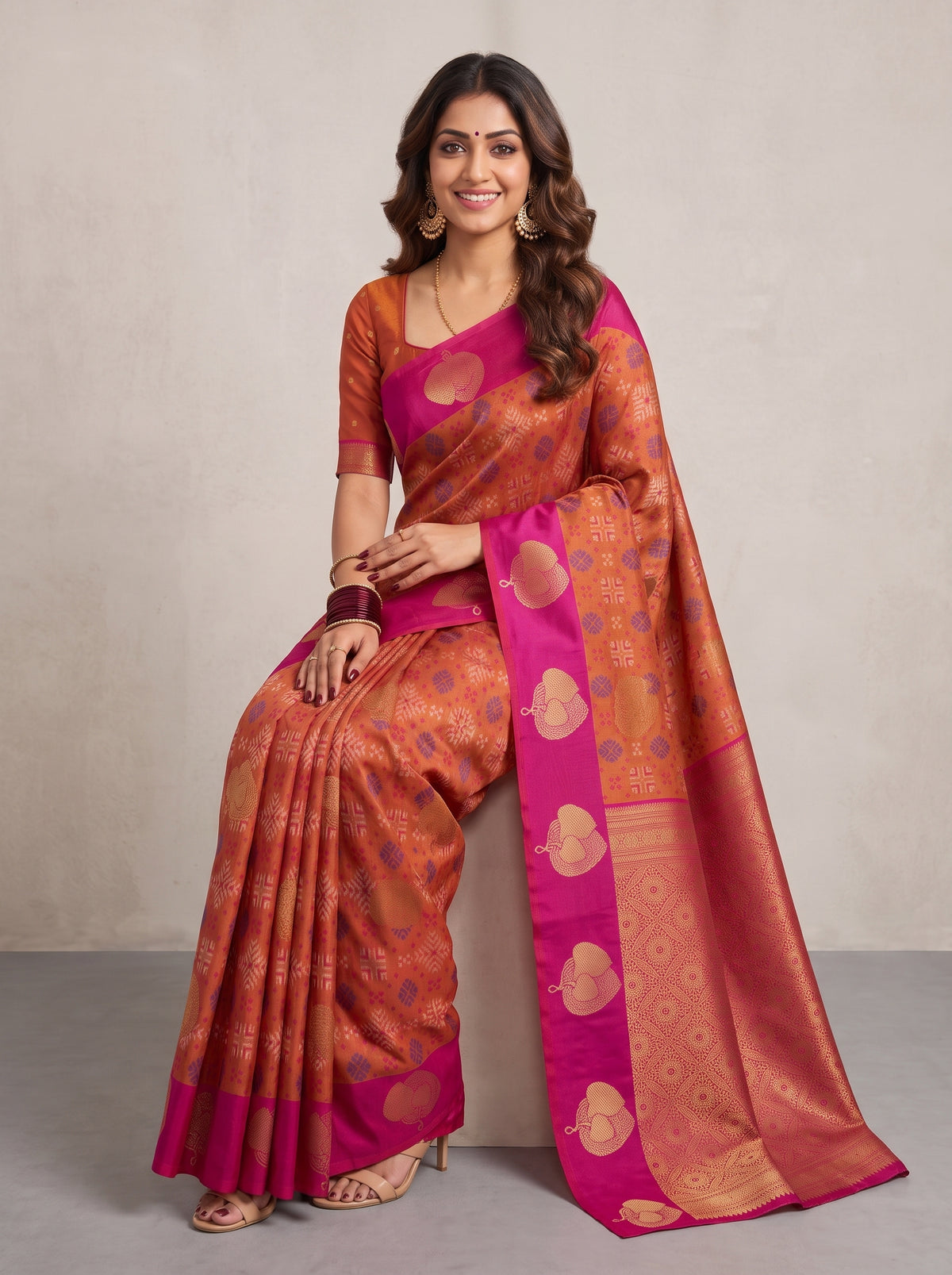 MIMOSA Rani Pochampally Art Silk Saree — pose 8 styling detail