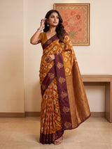 MIMOSA Mustard Pochampally Saree — pose 5 styling detail