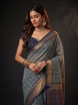 MIMOSA Grey Banarasi Saree — pose 10 styling detail