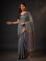 MIMOSA Grey Banarasi Saree — pose 9 styling detail