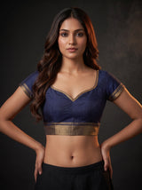 MIMOSA Grey Banarasi Saree — blouse close-up