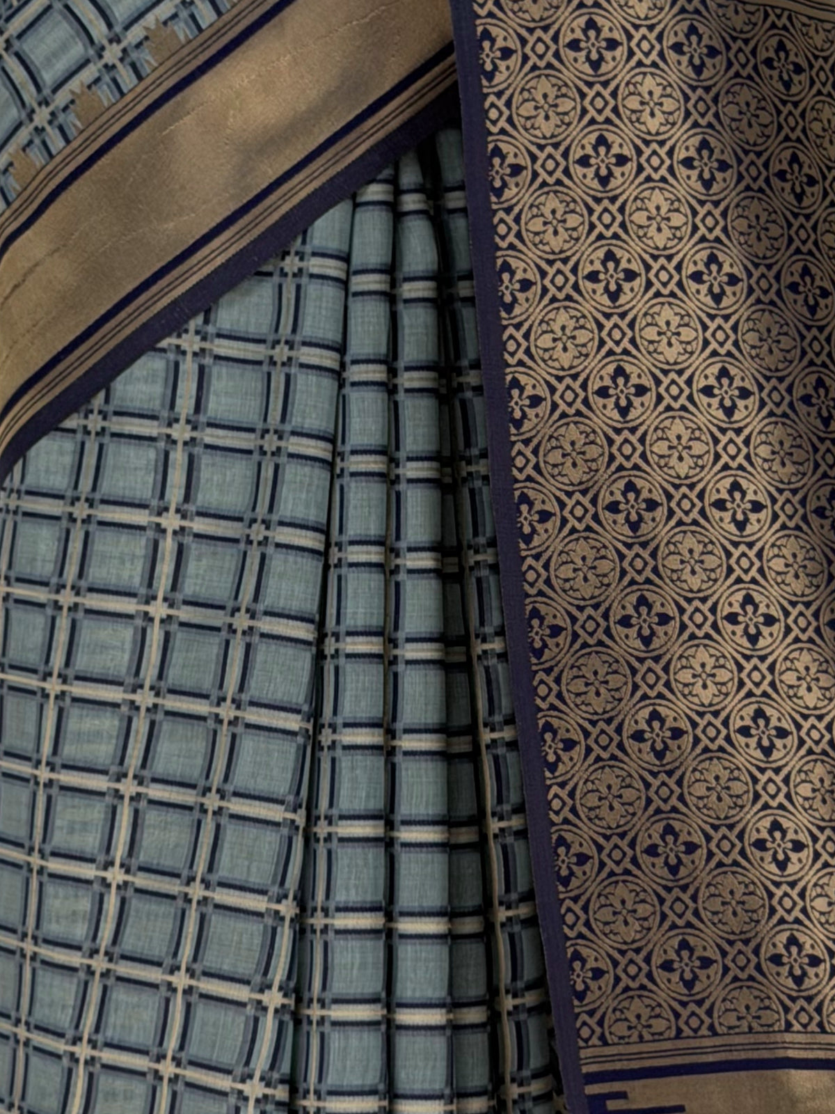 MIMOSA Grey Banarasi Saree — fleets shot full lifestyle