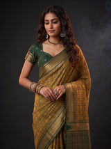 MIMOSA Mustard Banarasi Saree — pose 10 styling detail