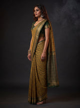 MIMOSA Mustard Banarasi Saree — pose 3 styling detail