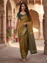 MIMOSA Mustard Banarasi Saree — pose 6 styling detail