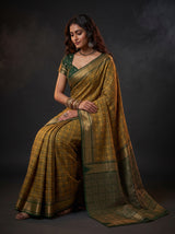 MIMOSA Mustard Banarasi Saree — pose 8 styling detail