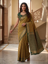 MIMOSA Mustard Banarasi Saree — pose 9 styling detail