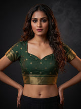MIMOSA Mustard Banarasi Saree — blouse close-up