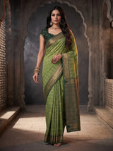 MIMOSA Olive Banarasi Saree — pose 6 styling detail