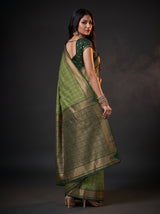 MIMOSA Olive Banarasi Saree — pose 7 styling detail