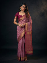 MIMOSA Pink Banarasi Saree — front view on mannequin