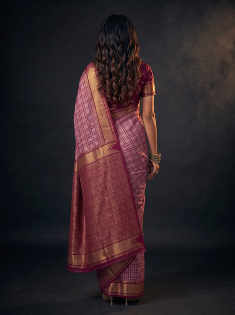 MIMOSA Pink Banarasi Saree — pose 2 styling detail