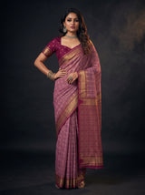 MIMOSA Pink Banarasi Saree — pose 4 styling detail