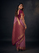 MIMOSA Pink Banarasi Saree — pose 7 styling detail