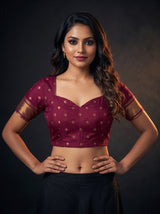 MIMOSA Pink Banarasi Saree — blouse close-up