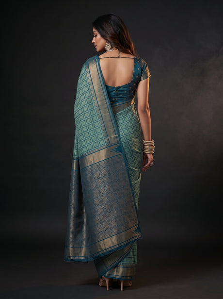 MIMOSA Rama Banarasi Saree — pose 2 styling detail