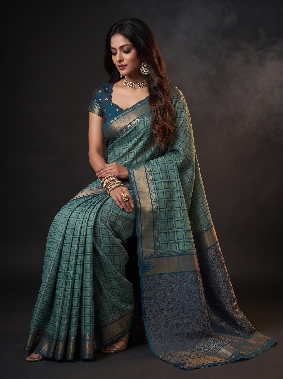 MIMOSA Rama Banarasi Saree — pose 8 styling detail